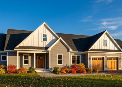 Hilltop 1 Elevation Fall Day Tarkka Homes, Custom Home Builder Hopkinton NH